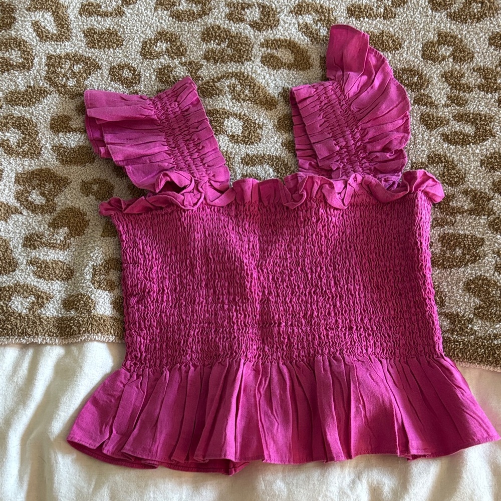 Hill House Fuchsia Ruffled Blouse